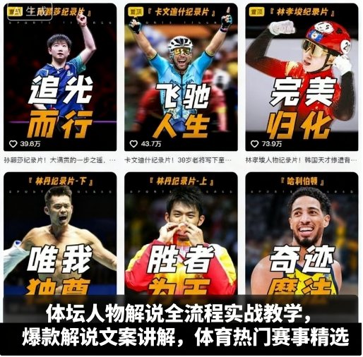 体坛人物解说全流程实战教学，爆款解说文案讲解，体育热门赛事精选-优加资源分享优加网创