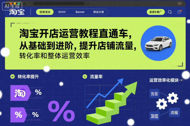淘宝开店运营教程直通车，从基础到进阶，提升店铺流量，转化率和整体运营效率(更新26年3月24日)-创云资源分享创云网创
