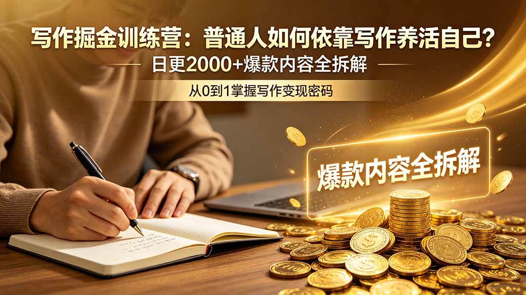（18901期）写作掘金训练营：普通人如何依靠写作养活自己？日更2000+爆款内容全拆解创云资源分享 | 创云网创云网创 | 千项创云 | 千项笔记 | 闪电网创 | 资源站网创 | 网创干货基地 | 网创实战教程 | 网创项目大全 | 网创副业项目 | 网创引流技巧 | 网创变现玩法 | 网创零基础入门 | 网创暴利项目 | 网创蓝海项目 | 网创实操手册 | 网创资料合集 | 网创工具分享 | 网创课程资料 | 网创技术教程 | 网创运营攻略 | 网创赚钱秘籍 | 网创被动收入 | 网创轻资产创业 | 网创低成本项目 | 创云资源库 | 创云副业指南 | 创云创业项目 | 创云干货分享 | 创云实战玩法 | 创云引流脚本 | 创云变现教程 | 创云 AI 工具 | 创云无货源 | 创云 C 单玩法 | 闲鱼无货源教程 | 闲鱼倒卖项目 | 闲鱼虚拟产品 | 闲鱼引流技巧 | 闲鱼开店攻略 | 闲鱼爆款选品 | 闲鱼自动发货 | 闲鱼副业赚钱 | 闲鱼 C 单 2.0 | 闲鱼流量玩法 | 小红书起号教程 | 小红书变现玩法 | 小红书引流攻略 | 小红书爆款文案 | 小红书素材库 | 小红书运营技巧 | 小红书虚拟资源 | 小红书带货项目 | 小红书 AI 作图 | 小红书流量密码 | 淘宝无货源开店 | 淘宝蓝海选品 | 淘宝引流技巧 | 淘宝运营教程 | 淘宝虚拟产品 | 淘宝客变现 | 淘宝爆款打造 | 淘宝新店运营 | 淘宝 C 店玩法 | 淘宝副业项目 | AI 网创项目 | AI 变现教程 | AI 文案生成 | AI 作图赚钱 | AI 视频剪辑 | AI 工具合集 | AI 自动化运营 | AI 虚拟产品 | AI 副业赚钱 | AI 引流脚本 | C 单 2.0 教程 | C 单实战玩法 | C 单引流技巧 | C 单变现攻略 | C 单项目资料 | C 单零基础教学 | C 单暴利玩法 | C 单自动脚本 | C 单流量玩法 | C 单副业项目 | 无货源电商教程 | 无货源选品技巧 | 无货源开店攻略 | 无货源虚拟项目 | 无货源自动发货 | 无货源爆款玩法 | 无货源副业赚钱 | 无货源运营手册 | 无货源工具合集 | 无货源蓝海项目 | 虚拟资源项目 | 虚拟产品变现 | 虚拟资料合集 | 虚拟产品开店 | 虚拟资源引流 | 虚拟产品教程 | 虚拟资源倒卖 | 虚拟产品暴利 | 虚拟资源自动 | 虚拟副业项目 | 副业赚钱项目 | 副业零基础入门 | 副业实操教程 | 副业变现攻略 | 副业引流技巧 | 副业工具合集 | 副业资料大全 | 副业轻资产 | 副业被动收入 | 副业暴利玩法 | 网络创业项目 | 网络赚钱教程 | 网络引流技巧 | 网络变现玩法 | 网络运营攻略 | 网络干货基地 | 网络实战手册 | 网络工具分享 | 网络课程资料 | 网络蓝海项目 | 短视频变现 | 短视频引流 | 短视频教程 | 短视频素材库 | 短视频运营 | 短视频带货 | 短视频脚本 | 短视频爆款 | 短视频 AI 剪辑 | 短视频副业 | 自媒体变现 | 自媒体起号 | 自媒体运营 | 自媒体文案 | 自媒体素材 | 自媒体引流 | 自媒体教程 | 自媒体副业 | 自媒体工具 | 自媒体干货 | 电商运营教程 | 电商引流技巧 | 电商变现玩法 | 电商选品攻略 | 电商工具合集 | 电商开店教程 | 电商爆款打造 | 电商虚拟项目 | 电商副业赚钱 | 电商蓝海项目 | 引流技术教程 | 精准引流玩法 | 全自动引流 | 私域引流技巧 | 社群引流攻略 | 短视频引流 | 图文引流教程 | 引流脚本合集 | 引流干货基地 | 引流实战玩法 | 变现技巧大全 | 变现项目合集 | 变现实操教程 | 变现工具分享 | 变现攻略手册 | 暴利变现玩法 | 被动变现项目 | 轻资产变现 | 虚拟变现教程 | 副业变现秘籍 | 千像网创资源 | 千像副业教程 | 千像引流干货 | 闪电网创项目 | 闪电变现玩法 | 闪电副业赚钱 | 资源站网创库 | 资源站副业集 | 资源站引流技 | 资源站变现法创云网创