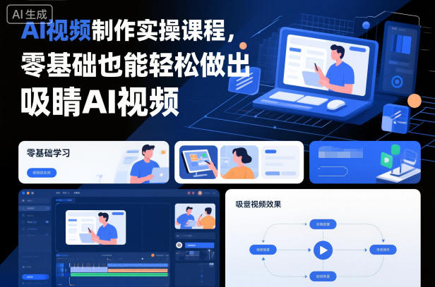 AI视频制作实操课程，零基础也能轻松做出吸睛AI视频-创云资源分享创云网创