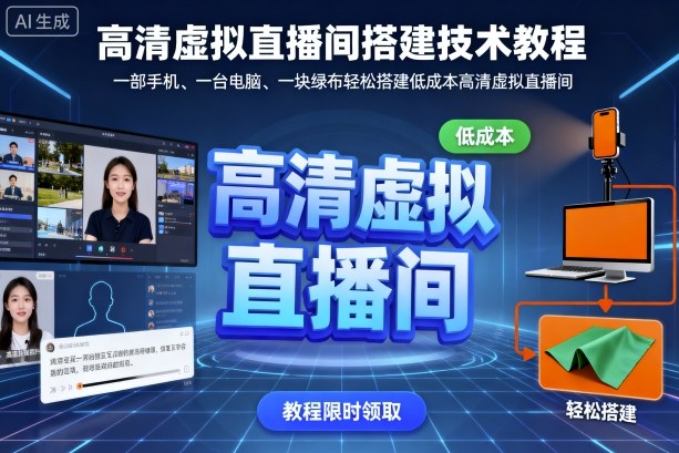 高清虚拟直播间搭建技术教程，一部手机、一台电脑、一块绿布轻松搭建低成本高清虚拟直播间-创云资源分享创云网创
