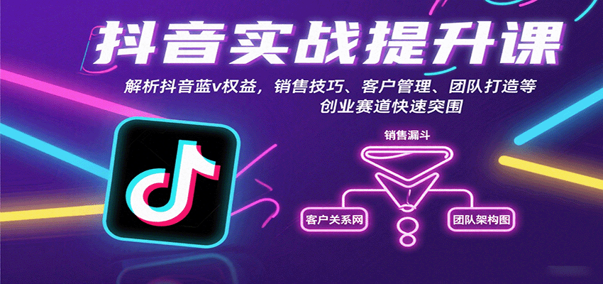 抖音实战提升课：解析抖音蓝v权益，销售技巧、客户管理、团队打造等创业赛道快速突围-创云资源分享创云网创