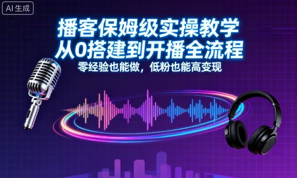 播客保姆级实操教学，从0搭建到开播全流程，零经验也能做，低粉也能高变现-创云资源分享创云网创