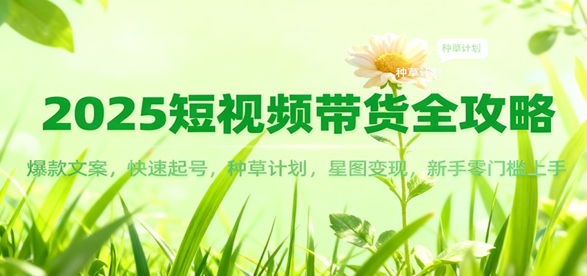 2025短视频带货全攻略：爆款文案，快速起号，种草计划，星图变现，新手零门槛上手-创云资源分享创云网创