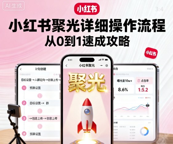 小红书聚光详细操作流程，小红书聚光从0到1速成攻略-稳盈网资源分享稳盈网