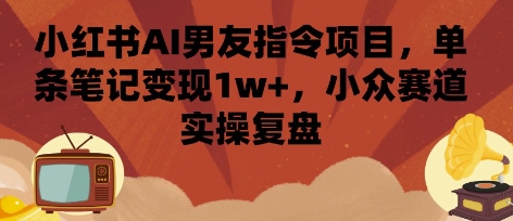 小红书AI男友指令项目，单条笔记变现1w+，小众赛道实操复盘-稳盈网资源分享稳盈网
