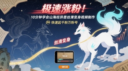 极速涨粉！10分钟学会山海经异兽丝滑变身视频制作，快速起千粉万粉号-优加资源分享优加网创
