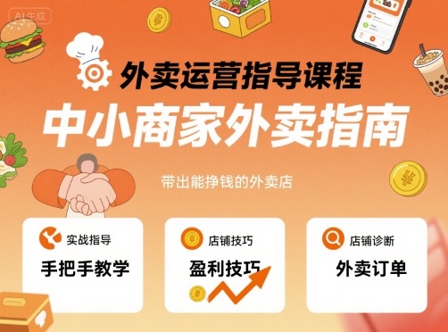 外卖运营指导课程，中小商家外卖指南，手把手带出能挣钱的外卖店-创云资源分享创云网创
