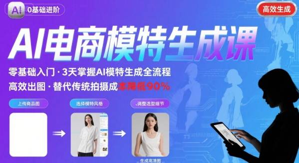 AI模特进阶课程，0基础高效生成逼真电商模特图-创云资源分享创云网创