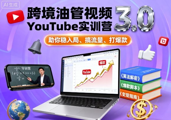 跨境油管视频YouTube实训营3.0，助你稳入局、搞流量、打爆款-优加资源分享优加网创