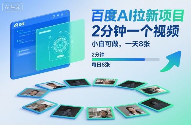 百度AI拉新项目，2分钟一个视频，小白可做，一天8张【附案例+保姆级教程】-创云资源分享创云网创