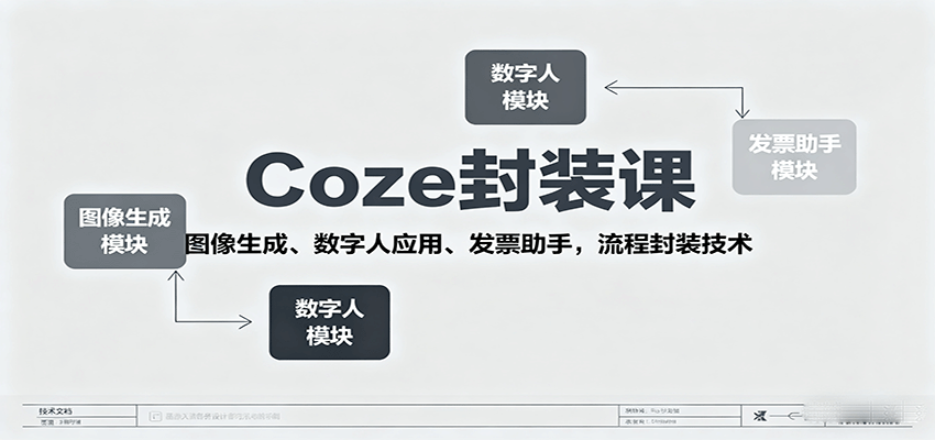 Coze封装课，图像生成、数字人应用、发票助手，流程封装技术-稳盈网资源分享稳盈网