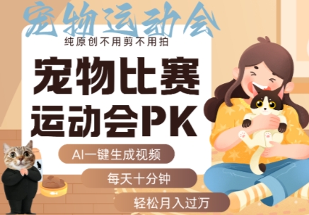 AI一键生成宠物比赛运动会PK视频，纯原创不用剪不用拍，每天十分钟，轻松月入过1W+-创云资源分享创云网创