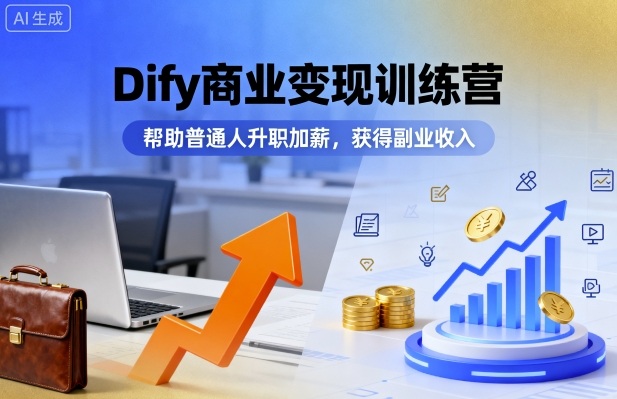 Dify商业变现训练营，帮助普通人升职加薪，获得副业收入-创云资源分享创云网创