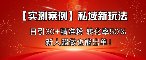 【实测案例】私域新玩法，日引30+精准粉，转化率50%，新人照做也能出单！-创云资源分享创云网创