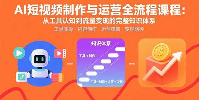 （15863期）AI短视频制作与运营全流程课程：从工具认知到流量变现的完整知识体系-优加资源分享优加网创