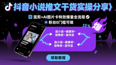 抖音小说推文干货实操分享，混剪+AI图片卡特效爆量全流程，0粉丝0门槛可做-稳盈网资源分享稳盈网