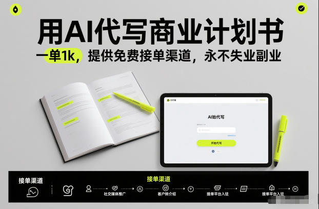 用AI代写商业计划书，一单1k，提供免费接单渠道，永不失业副业-创云资源分享创云网创