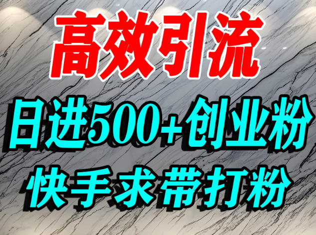 怎么打创业粉？快手求带视角精准引流创业粉，宝妈、学生群体日进500+精准流量-创云资源分享创云网创