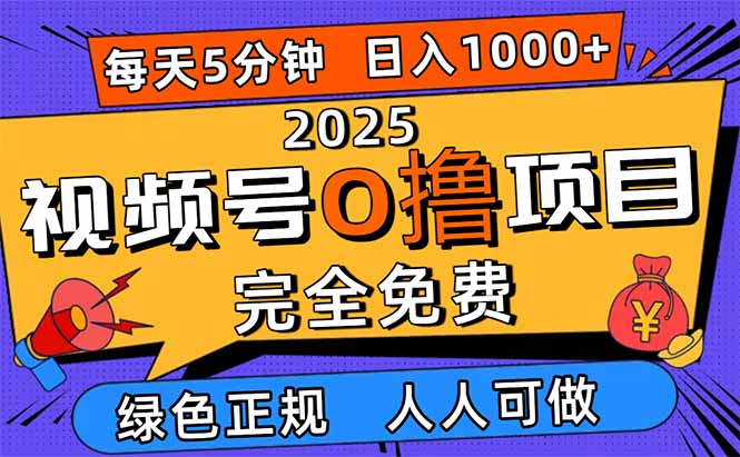 2025视频号0撸项目,5分钟一个号,日入1000+,人人可做-创云资源分享创云网创