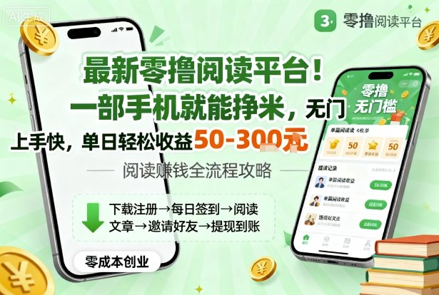最新零撸阅读平台！一部手机就能挣米，无门槛上手快，单日轻松收益50-3张【揭秘】-稳盈网资源分享稳盈网