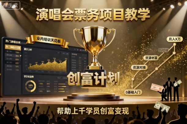 演唱会票务项目教学，业内培训天花板，帮助上千学员创富变现-创云资源分享创云网创