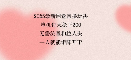 2025最新网盘自撸玩法，单机每天稳下3张，无需流量和拉人头，一个人就可轻松矩阵，全网独一份【揭秘】-优加资源分享优加网创