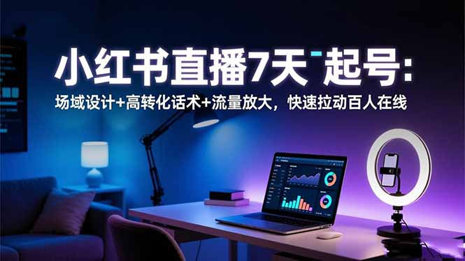 小红书直播7天起号：场域设计+高转化话术+流量放大，快速拉动百人在线-创云资源分享创云网创