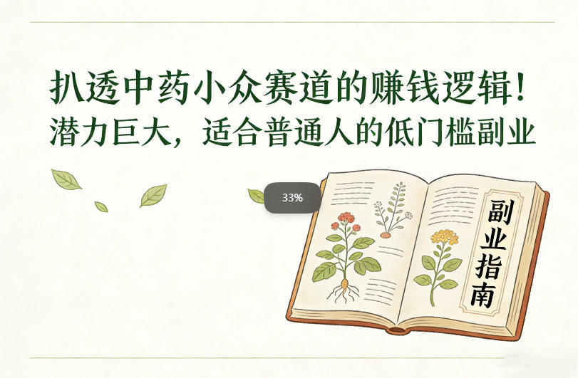 扒透中药小众赛道的賺米逻辑，潜力巨大，适合普通人的低门槛副业-创云资源分享创云网创