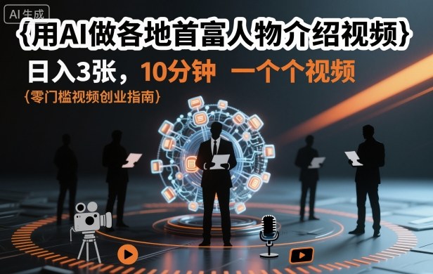 用AI做各地首富人物介绍视频，日入3张，10分钟一个视频-创云资源分享创云网创