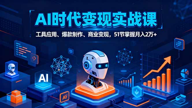 AI时代全场景实战课，工具应用、爆款制作、商业变现，51节掌握月入2万+-优加资源分享优加网创