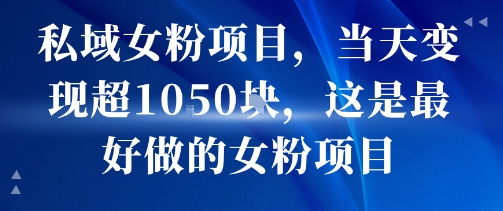 私域女粉项目，当天变现超1k，这是最好做的女粉项目，可放大操作-优加资源分享优加网创