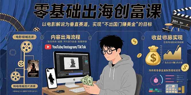 （15709期）零基础出海创富课：以电影解说为垂直赛道，实现不出国门赚美金的目标-优加资源分享优加网创