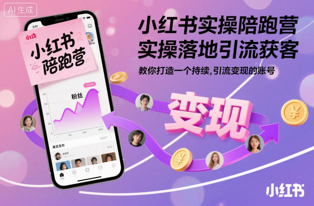 小红书实操陪跑营，实操落地引流获客，教你打造一个持续引流变现的账号-创云资源分享创云网创