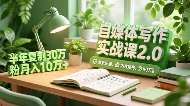自媒体写作实战课2.0，爆款标题、内容结构、IP打造，半年复制30万粉月入10万+-创云资源分享创云网创
