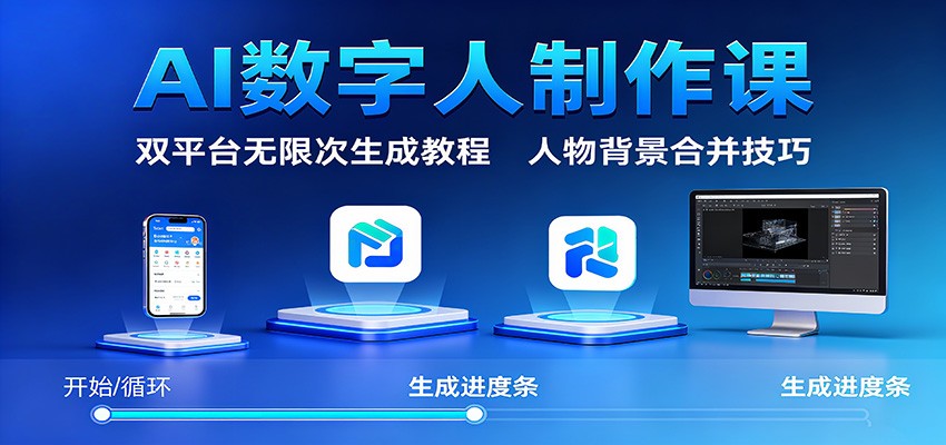 AI数字人制作课：双平台无限次生成教程，人物背景合并技巧-创云资源分享创云网创