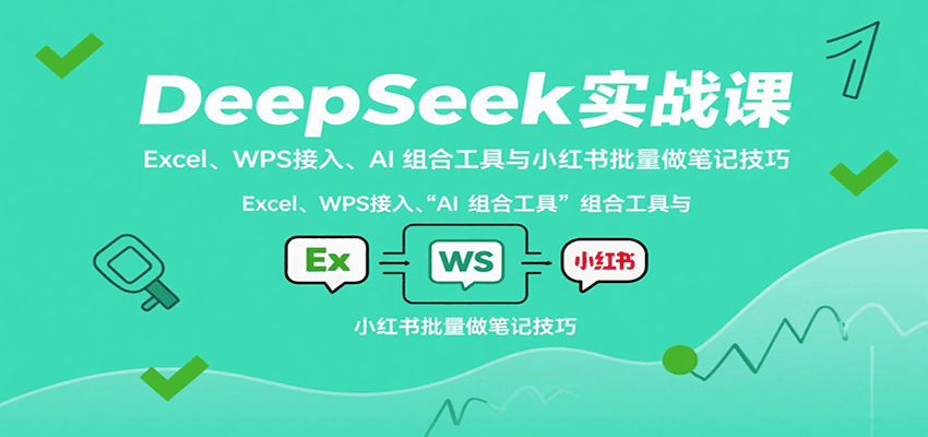 DeepSeek实战课：Excel、WPS接入、AI 组合工具与小红书批量做笔记技巧-稳盈网资源分享稳盈网