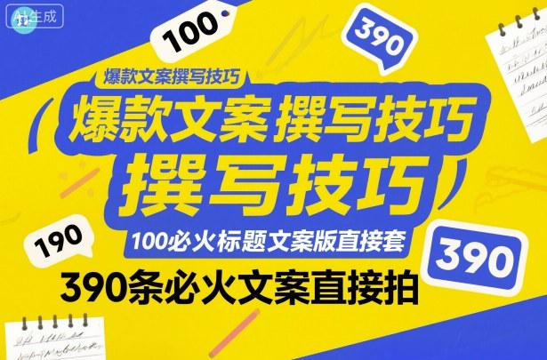 爆款文案撰写技巧，100个必火标题文案模版直接套，390条必火文案直接拍-创云资源分享创云网创