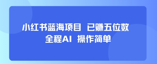 小红书蓝海项目，全程AI，操作简单，已挣五位数-创云资源分享创云网创