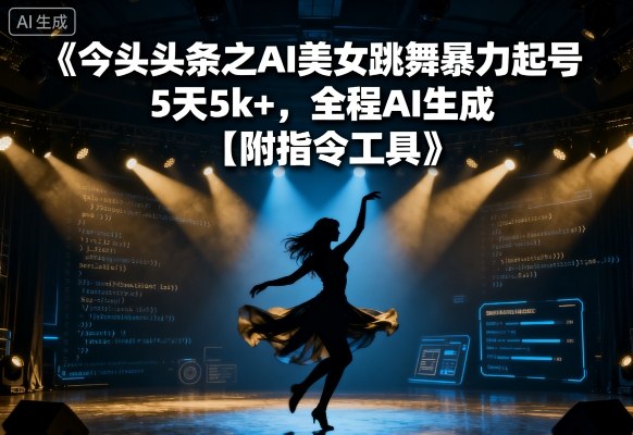 今日头条之AI美女跳舞暴力起号，5天1k+，全程AI生成【附指令工具】-创云资源分享创云网创