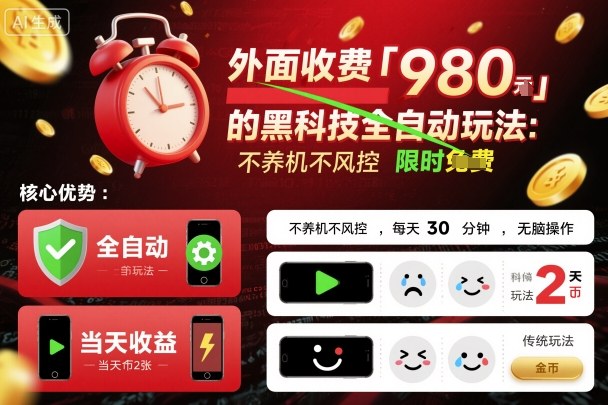 外面收费980的黑科技全自动玩法，不养机不风控，每天30分钟，无脑操作，当天收益2张【揭秘】-稳盈网资源分享稳盈网