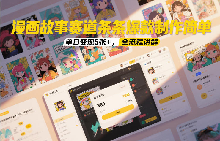 漫画故事赛道条条爆款制作简单，单日变现5张+，全流程讲解-创云资源分享创云网创