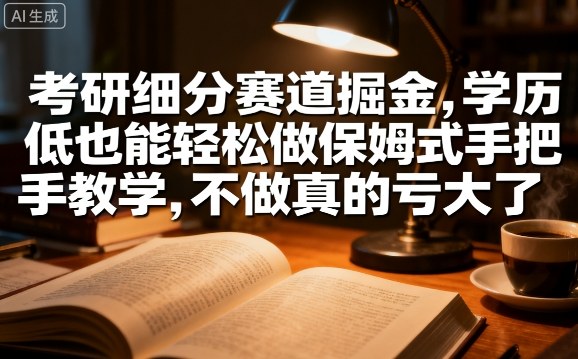考研细分赛道掘金，日入1k+，学历低也能轻松做保姆式手把手教学，不做真的亏大了【揭秘】-创云资源分享创云网创