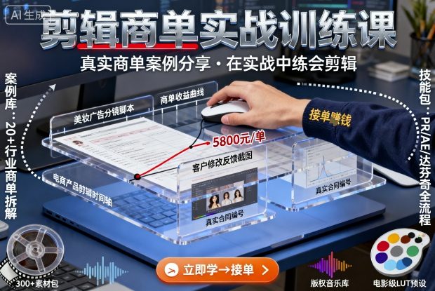 剪辑商单实战训练课，真实商单案例分享，在实战中练会剪辑-创云资源分享创云网创
