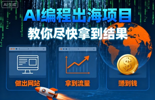 AI编程出海项目，教你尽快拿到结果-做出网站、拿到流量、賺到钱-创云资源分享创云网创